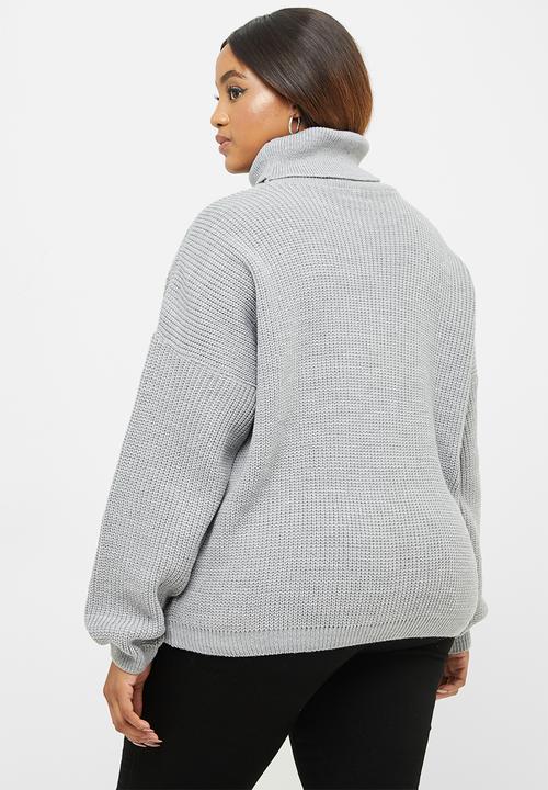 edit Plus - Slouchy stitch detail jumper - grey