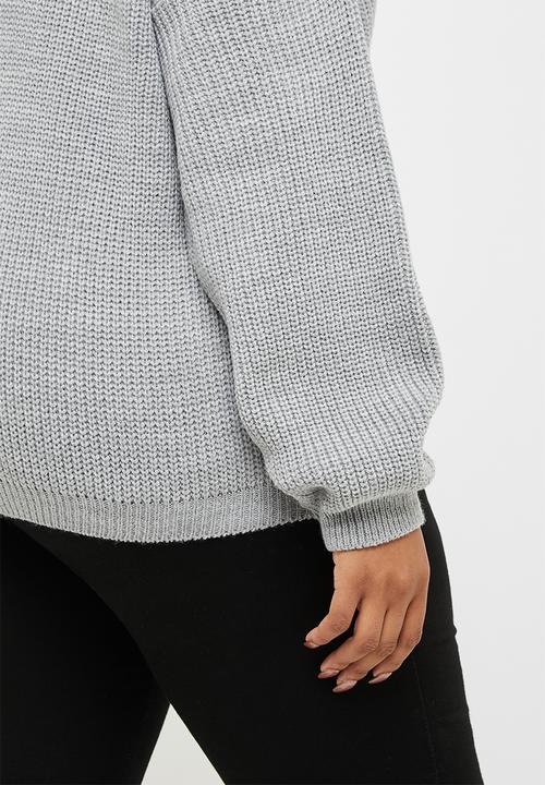 edit Plus - Slouchy stitch detail jumper - grey