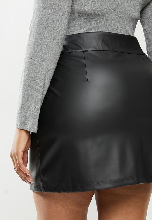 Blake - Pu zip through mini skirt - black
