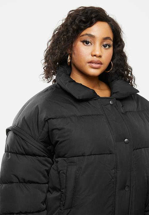 Missguided - Plus ultimate fur collar puffer jacket - black
