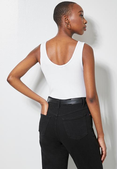 Superbalist - 2 Pack lycra rib low scoop bodysuit - white & mink