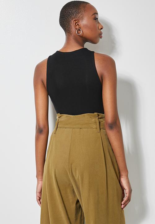 Superbalist - 2 Pack hi neck cutway bodysuit - black & white