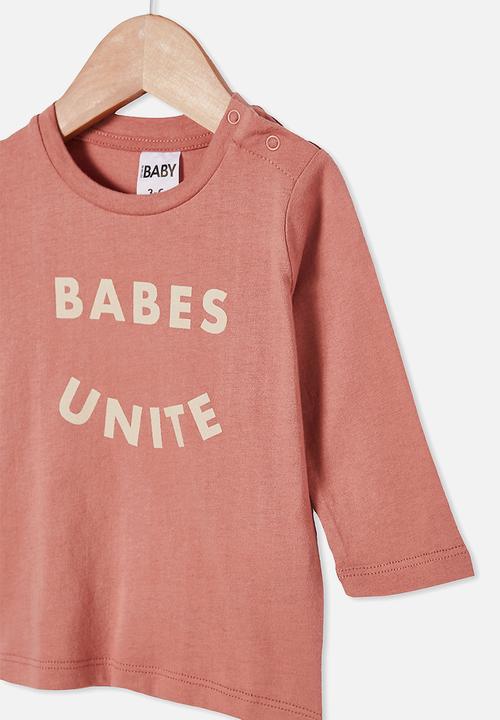 Cotton On - Jamie long sleeve tee - clay pigeon/babes unite
