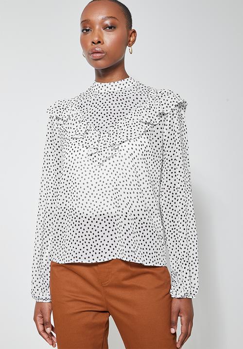 Superbalist - Femme ruffle blouse - white & black 