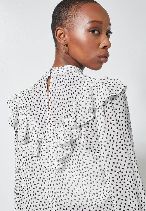 Superbalist - Femme ruffle blouse - white & black 