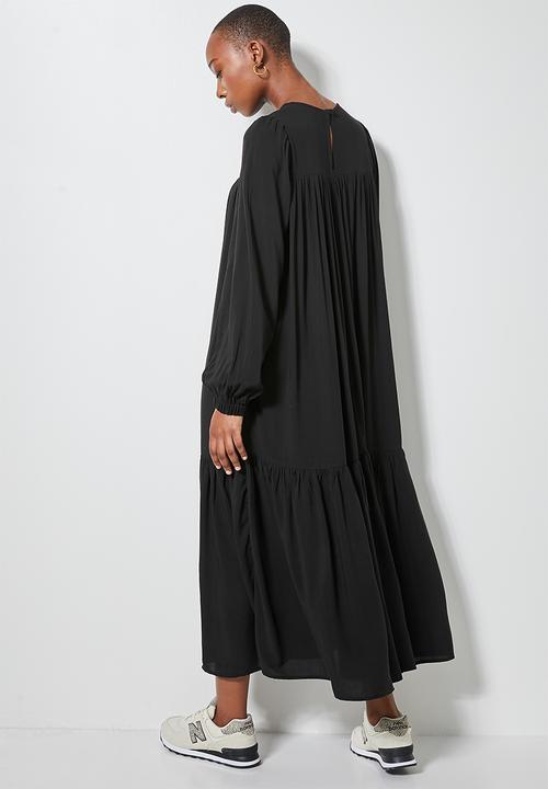 Superbalist - Empire cutline tiered dress with tie dtl  - black