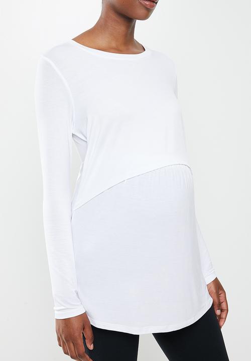 Cotton On - Maternity 2 in 1 long sleeve top 2 pack - white & blue 