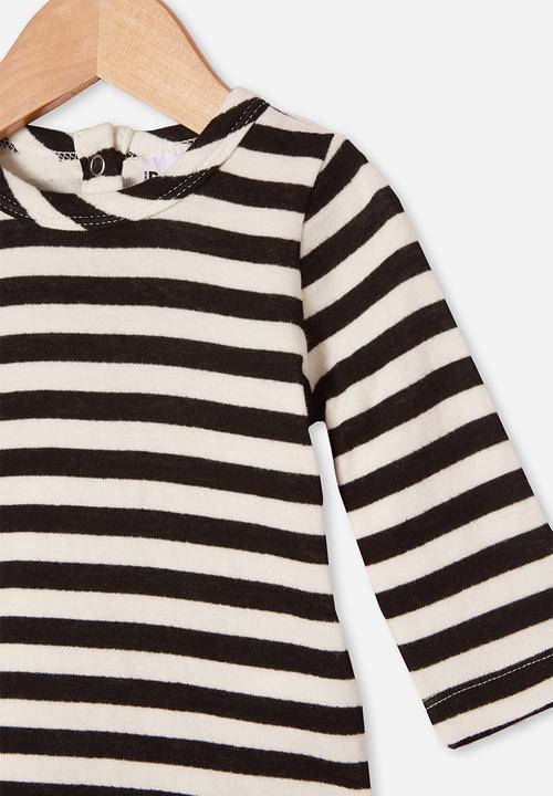 Cotton On - Lenny long sleeve top - hannah stripe black/white