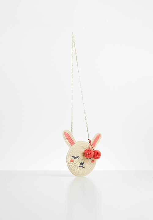Cotton On - Raffia bunny jayme critter bag - neutral & orange