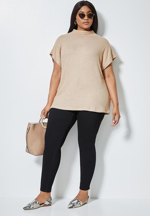 Superbalist - Soft touch sleeveless poloneck top - beige 