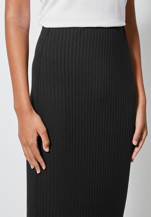 Superbalist - Rib bodycon skirt - black