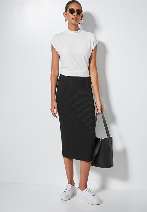Superbalist - Rib bodycon skirt - black