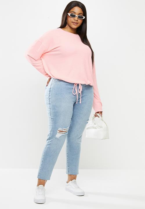 Cotton On - Curve super soft draw cord crew - pink
