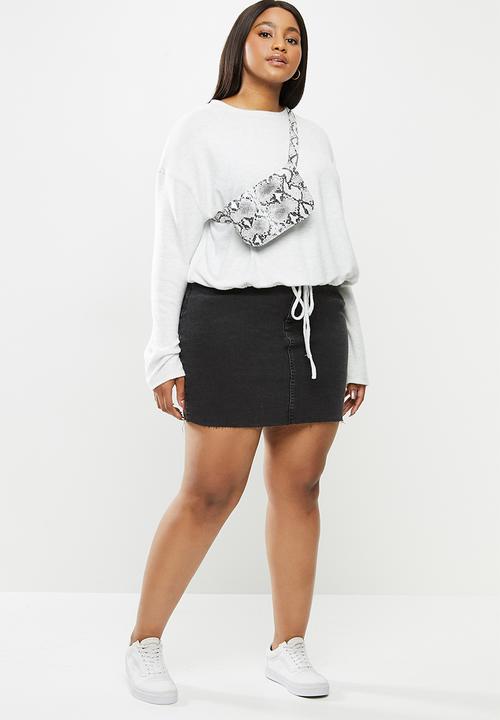 Cotton On - Curve super soft draw cord crew - grey