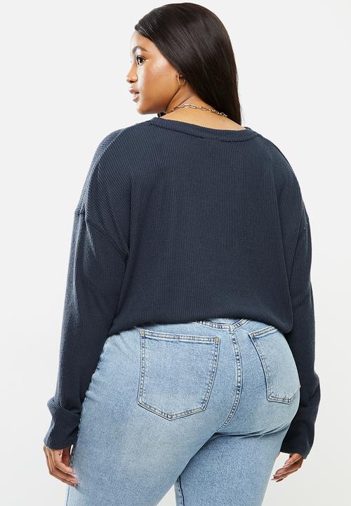Cotton On - Curve super soft draw cord crew - blue