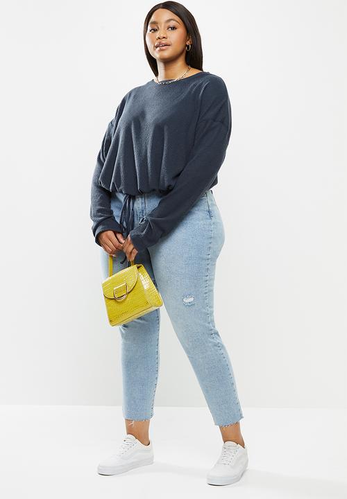 Cotton On - Curve super soft draw cord crew - blue