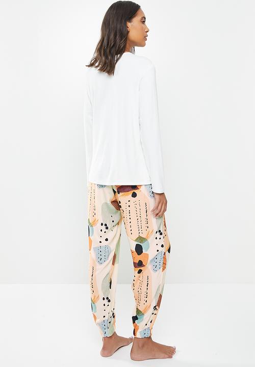 Superbalist - Sleep long sleeve fitted top & pants set - multi