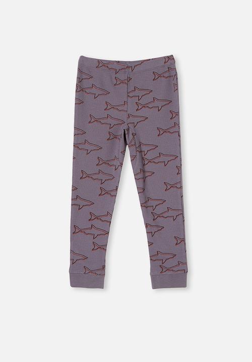 Cotton On - Ryan waffle long sleeve pyjama set - steel
