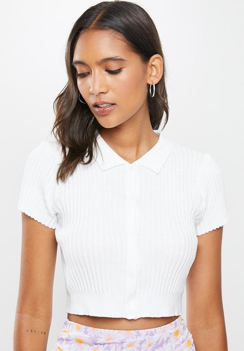 Cotton On - Button me up rib polo - white