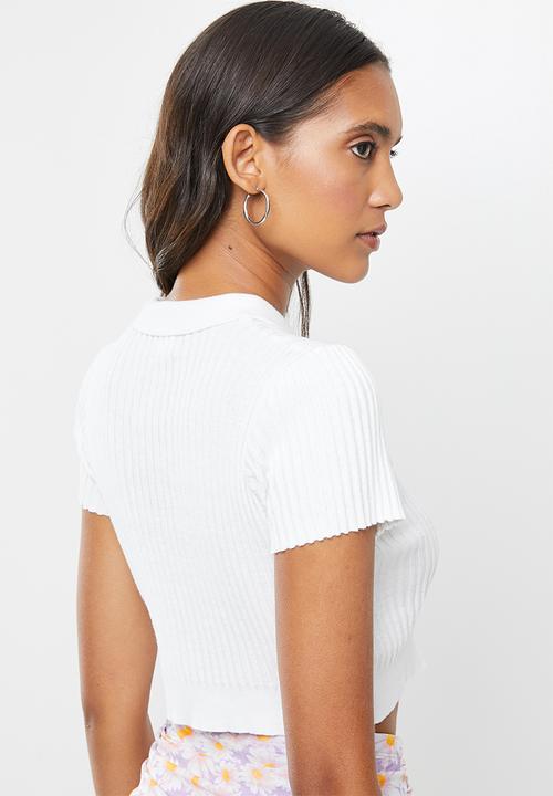 Cotton On - Button me up rib polo - white