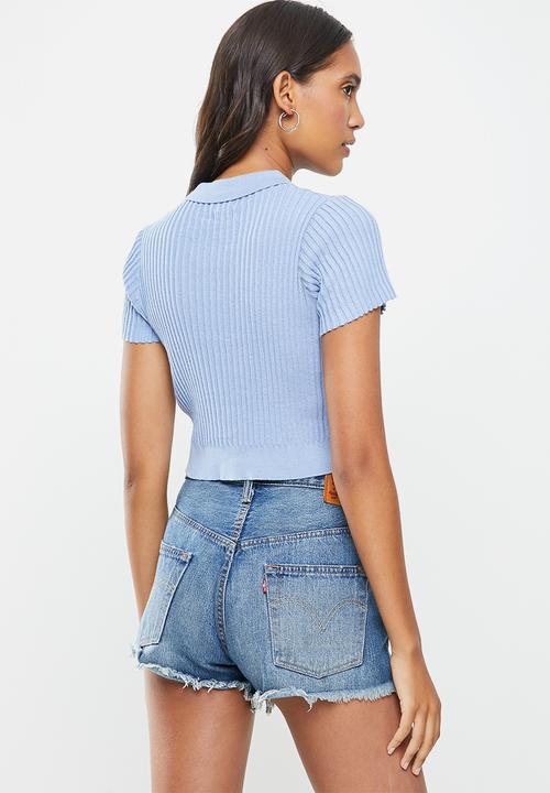 Cotton On - Button me up rib polo - blue