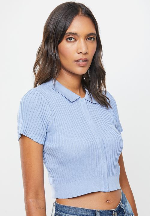 Cotton On - Button me up rib polo - blue