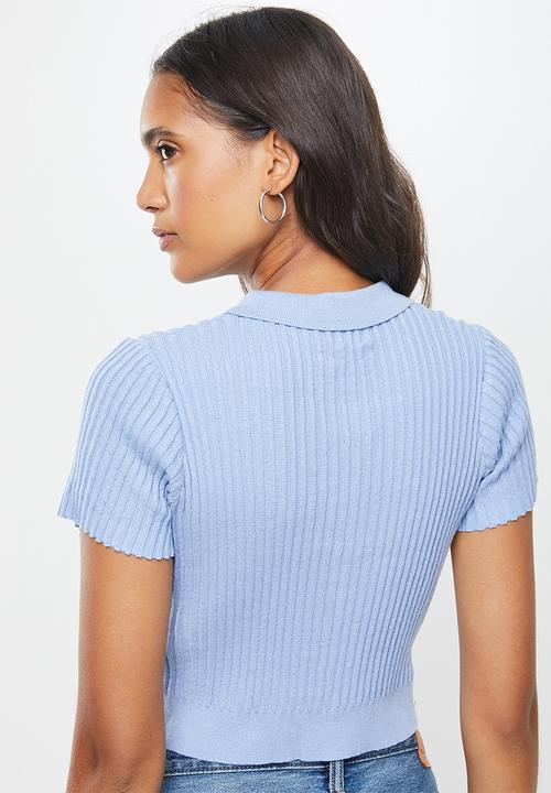 Cotton On - Button me up rib polo - blue