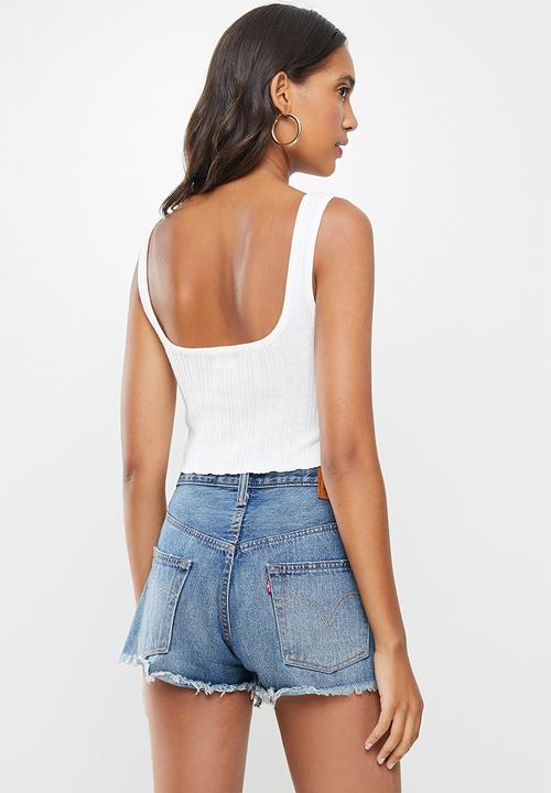 Cotton On - Rib square neck tank - white