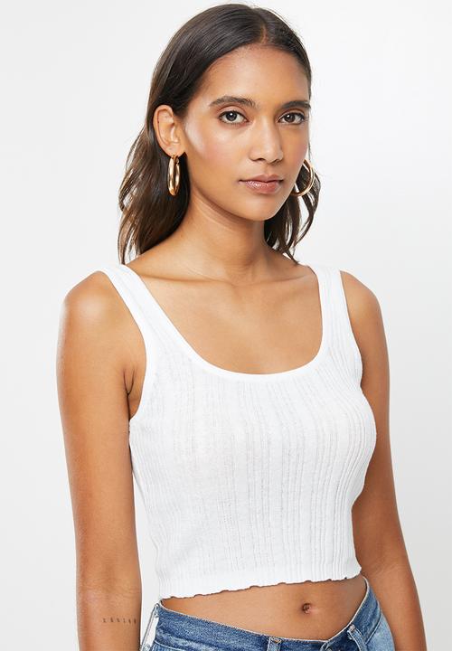 Cotton On - Rib square neck tank - white