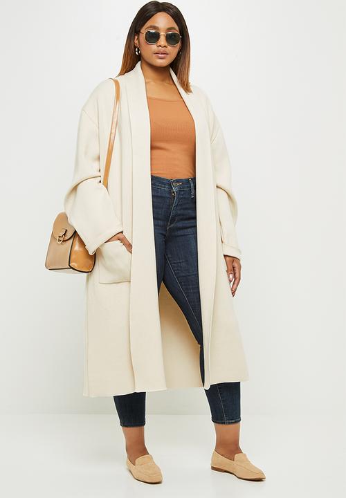 edit Plus - Collar knit cardigan - stone
