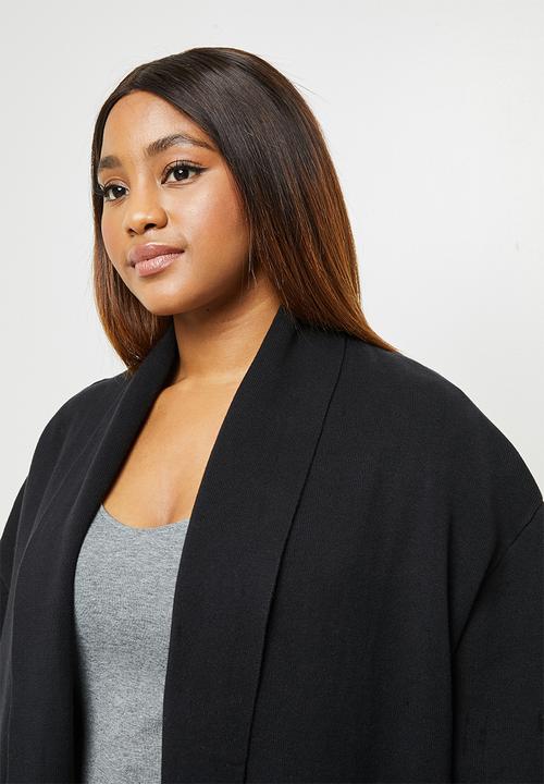edit Plus - Collar knit cardigan - black