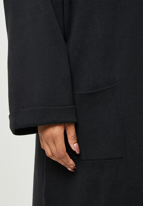 edit Plus - Collar knit cardigan - black