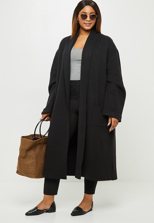 edit Plus - Collar knit cardigan - black