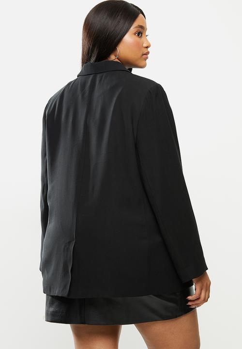 Cotton On - Curve slouchy dad blazer - black