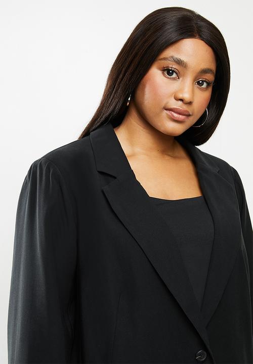 Cotton On - Curve slouchy dad blazer - black