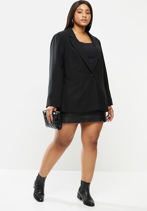 Cotton On - Curve slouchy dad blazer - black