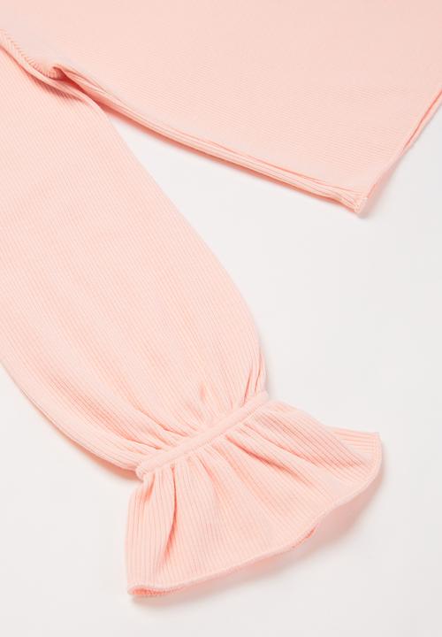 Superbalist - Girls rib elasticated frill cuff tee - pink