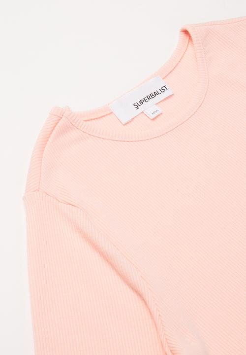 Superbalist - Girls rib elasticated frill cuff tee - pink