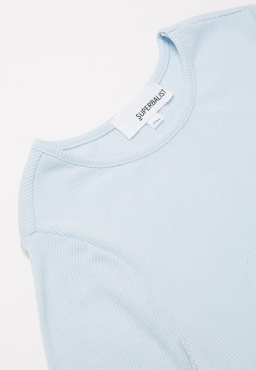Superbalist - Girls rib elasticated frill cuff tee - blue