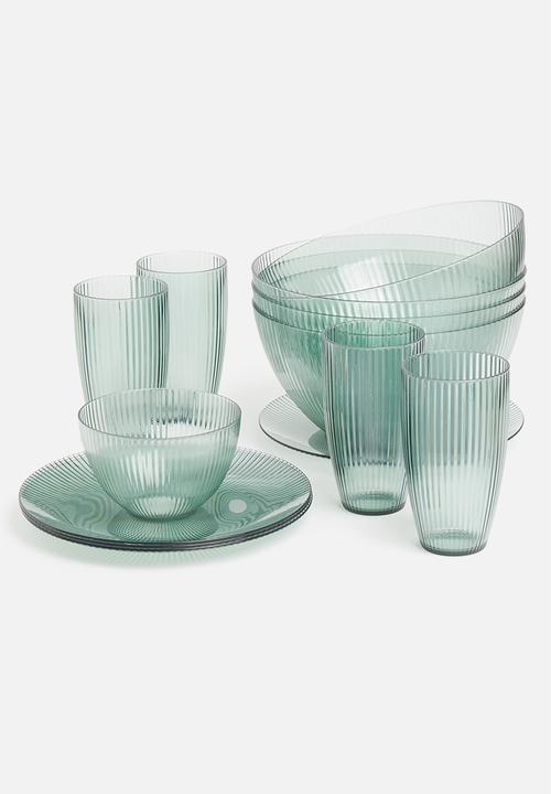 Excellent Houseware - Ridge drinking glass set of 4 - blue
