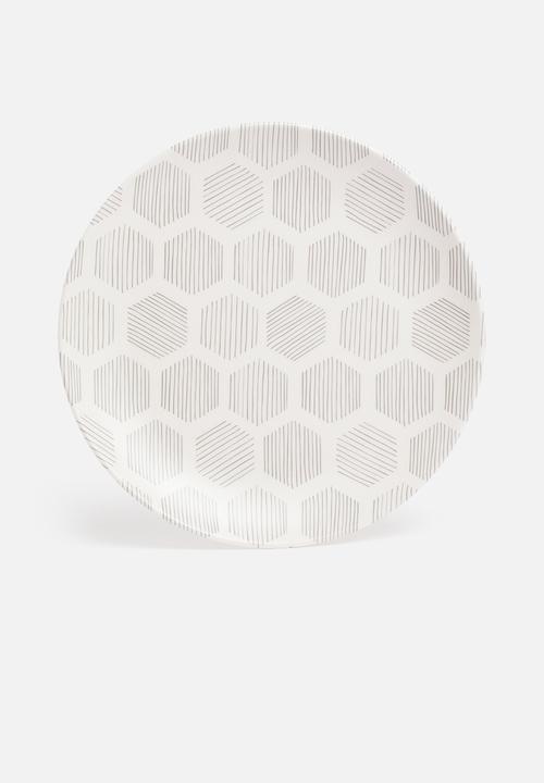 Excellent Houseware - Splice bamboo plate set of 4 - grey & white