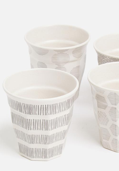 Excellent Houseware - Splice bamboo cup set of 4 - grey & white
