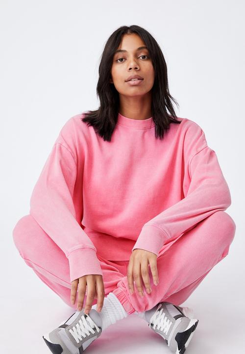 Cotton On - Lifestyle long sleeve crew top - aurora pink wash