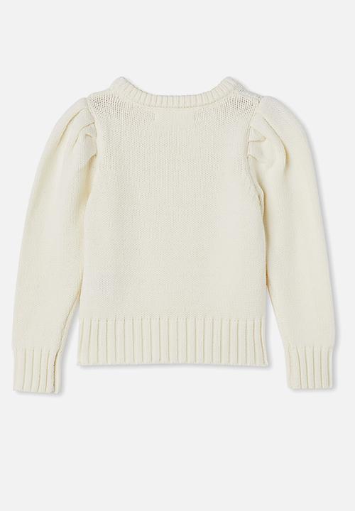 Cotton On - Darby puff sleeve knit jumper - white