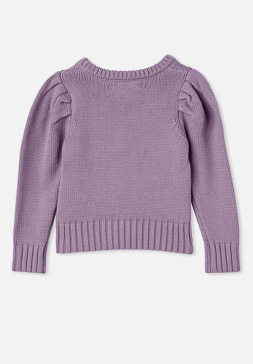Cotton On - Darby puff sleeve knit jumper - purple
