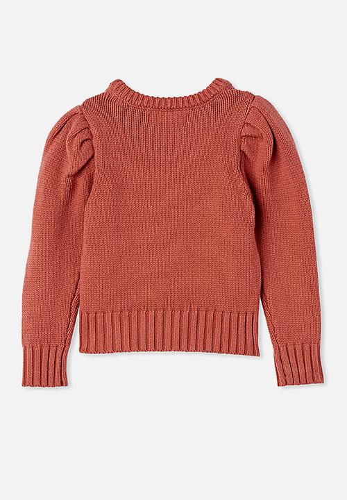 Cotton On - Darby puff sleeve knit jumper - rust