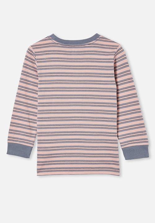 Cotton On - Tom long sleeve tee - pink & grey 