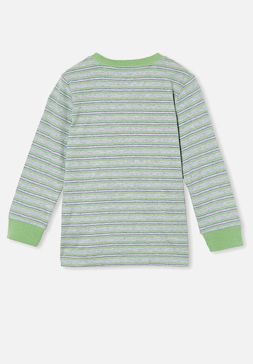 Cotton On - Tom long sleeve tee - green & grey 