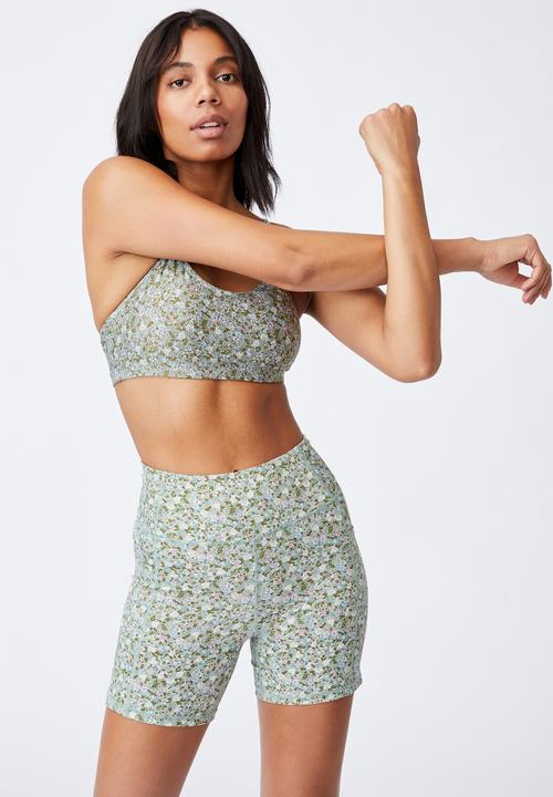 Cotton On - Workout yoga crop - wild ditsy oregano