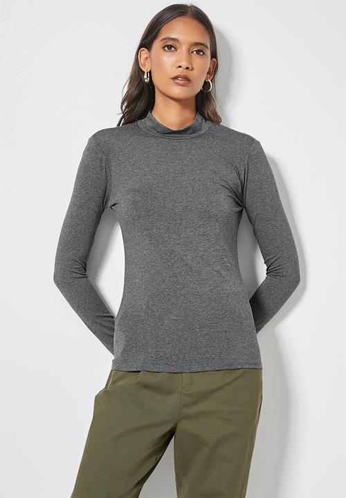 Superbalist - 3 pack viscose funnel neck tee's - black/white/grey mel